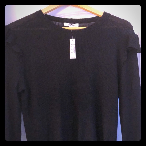 Madewell black flutter sleeve sweater - Picture 1 of 4